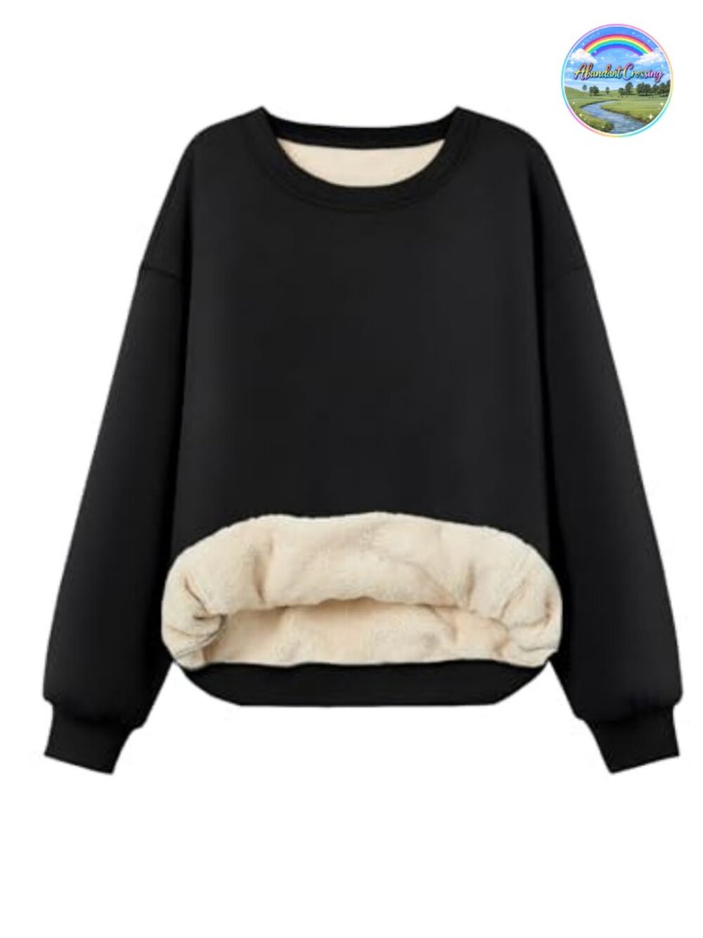 Fleece Sherpa Lined Crewneck Sweatshirt Winter Pullover Women Long Sleeve